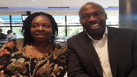 (L-r): Caroline Adeola, managing director, RSG Property Services and Obi Ejimofo, managing director, Lamudi Nigeria in a lighter mood at the launch of ‘Nigeria's First Real Estate Mobile App’ by Lamudi held in Lagos...recently.